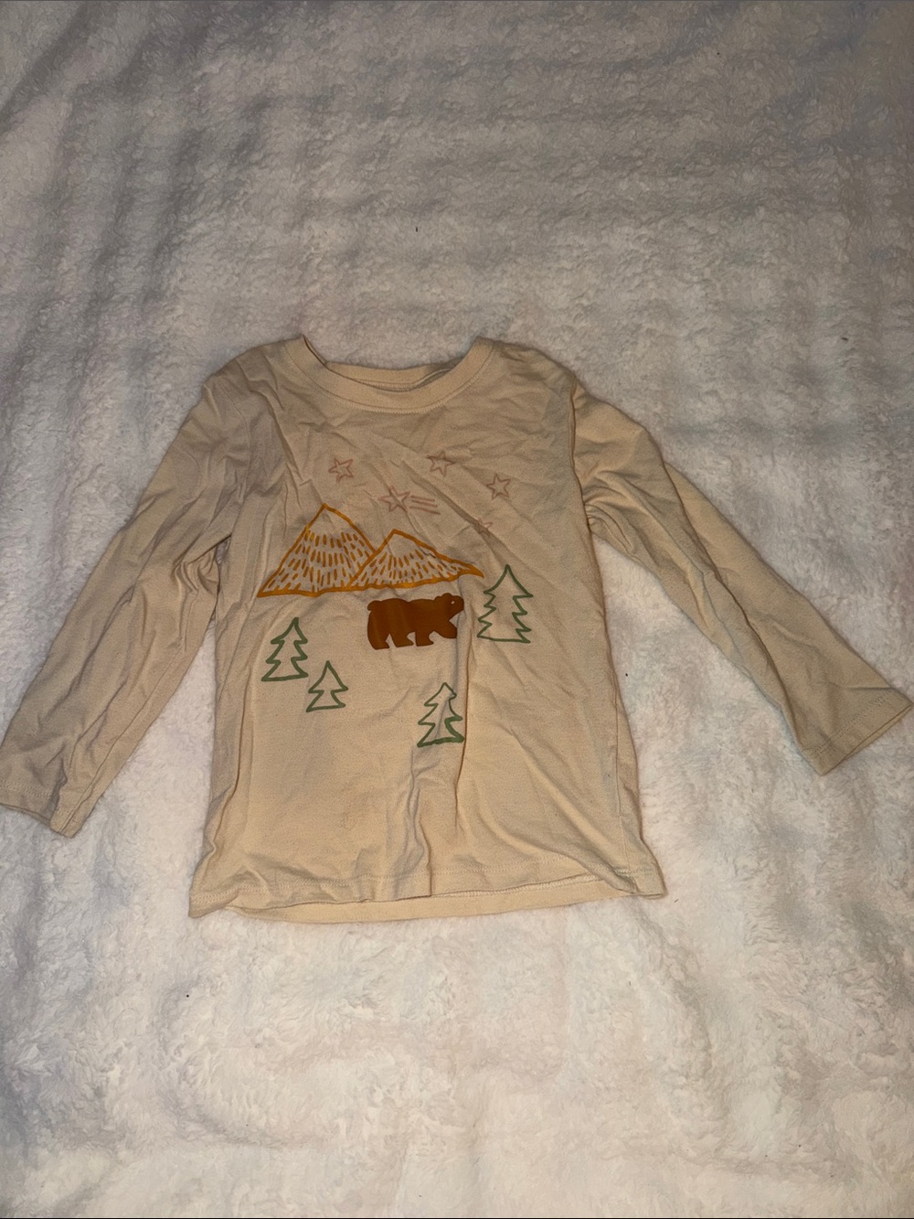 Cat & Jack Beige Long-Sleeve Mountain & Bear Tee